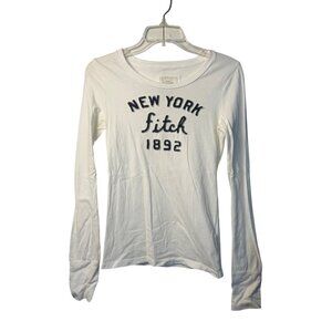 VTG Abercrombie Kids XL White Long Sleeve Crew Neck Y2K New York Fitch Girls Top